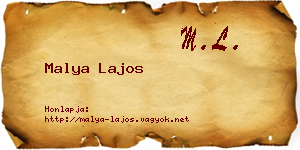 Malya Lajos névjegykártya